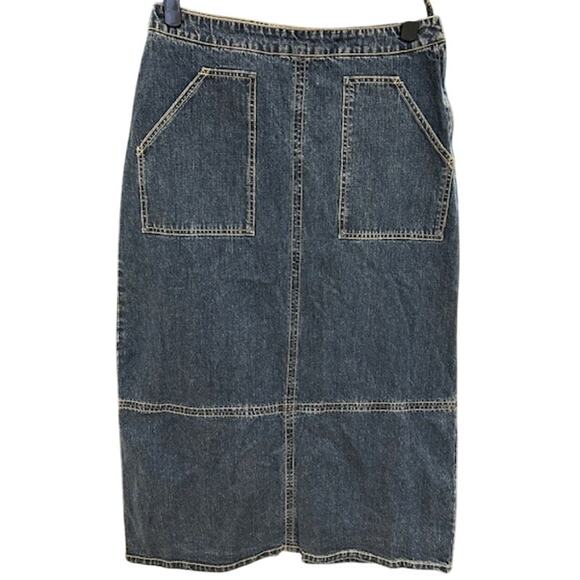 GLORIA VANDERBILT Denim Vintage Cottage Prairie Utility Midi Skirt Women's 10 - Picture 1 of 10